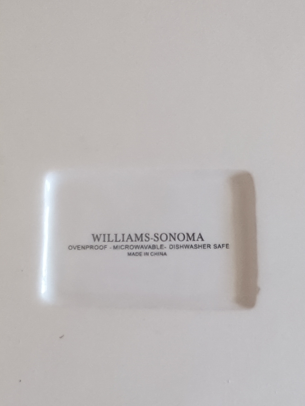 Williams Sonoma White Ceramic Label Large Casserole with Black Logo